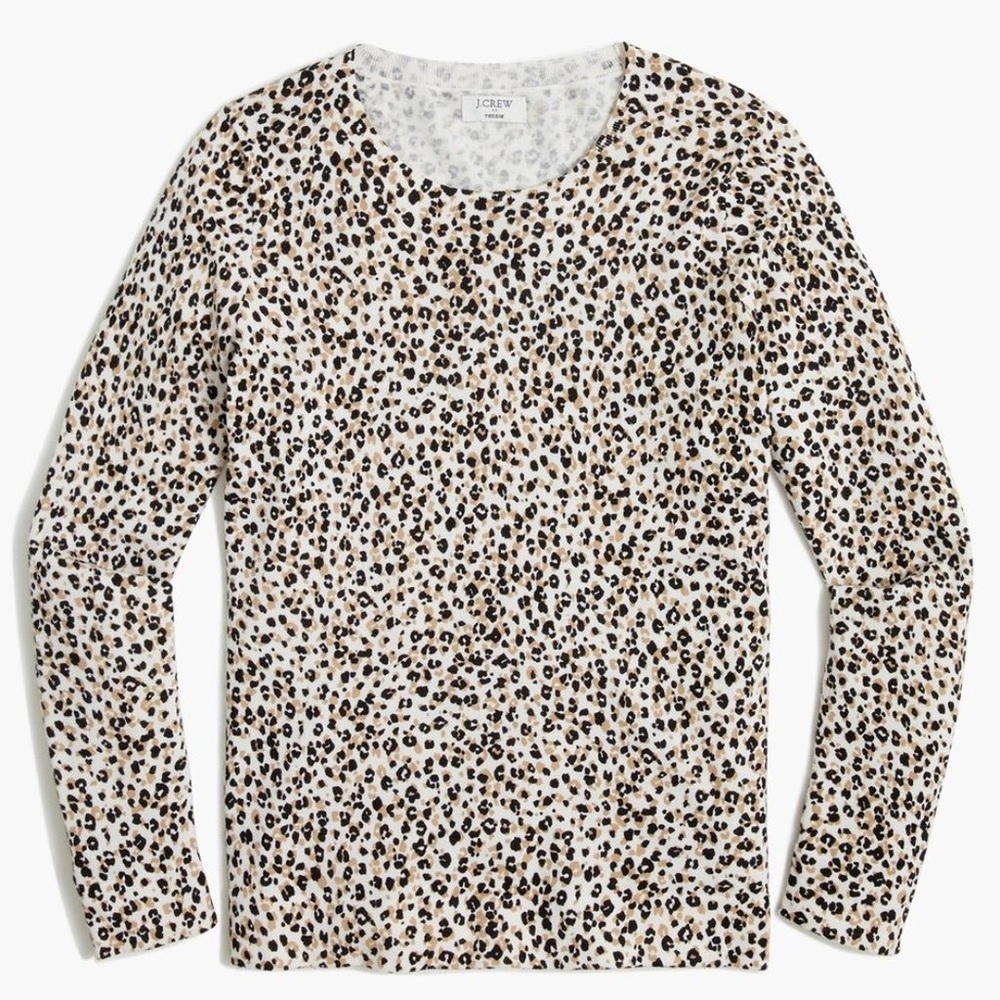 J.Crew Teddie Sweater Lightweight Leopard Print Shadow Cat